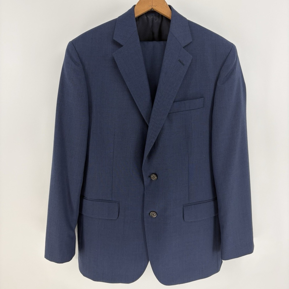 MENS 40R navy blue STAFFORD SPORT COAT suit jacket TRAVEL  classic fit WoolBlend